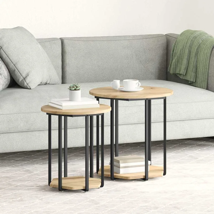 Ensemble de tables d'appoint 2 pc Marron 50 x 50 x 50,5 cm