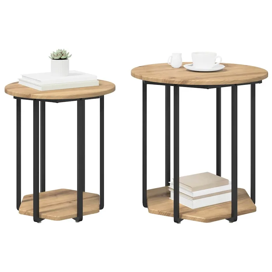 Ensemble de tables d'appoint 2 pc Marron 50 x 50 x 50,5 cm - 3