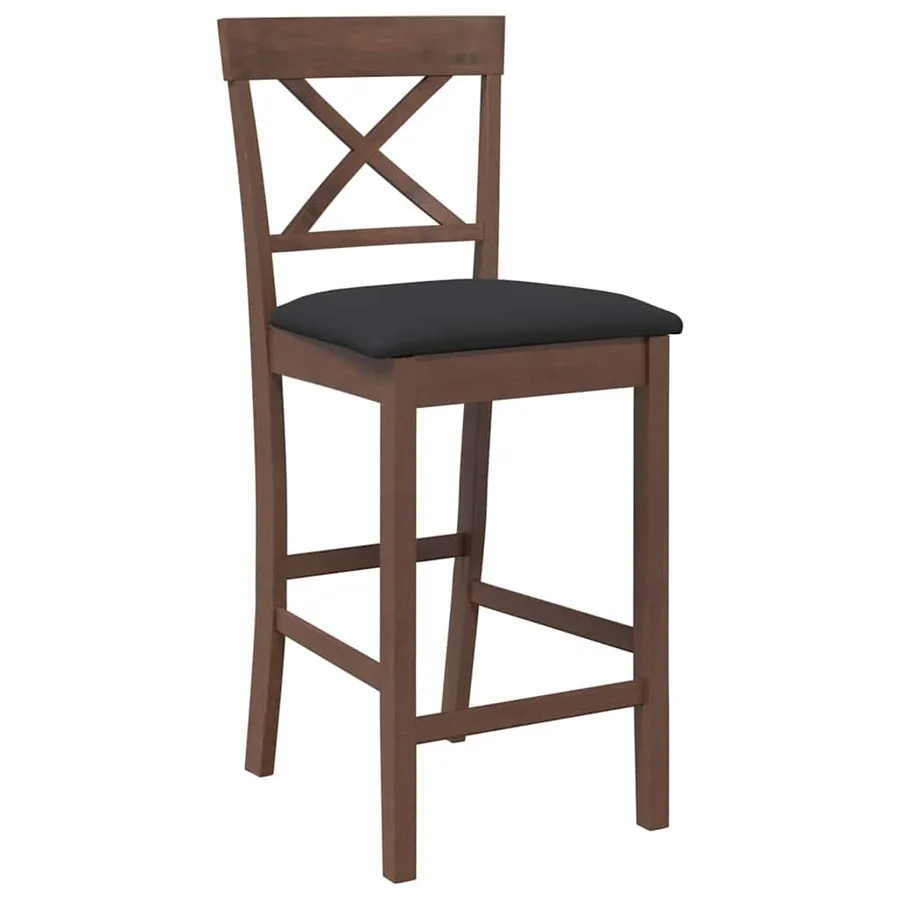 Tabourets de bar avec coussins (lot de 2) en bois massif marron et caoutchouc - 4