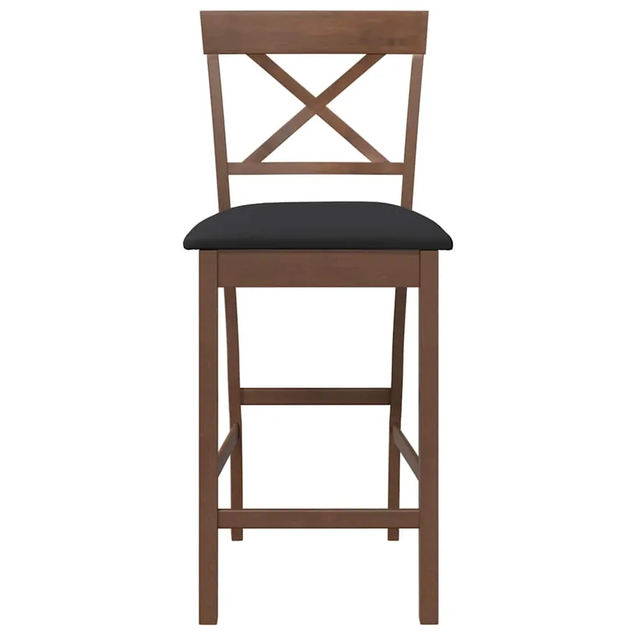 Tabourets de bar avec coussins (lot de 2) en bois massif marron et caoutchouc - 5