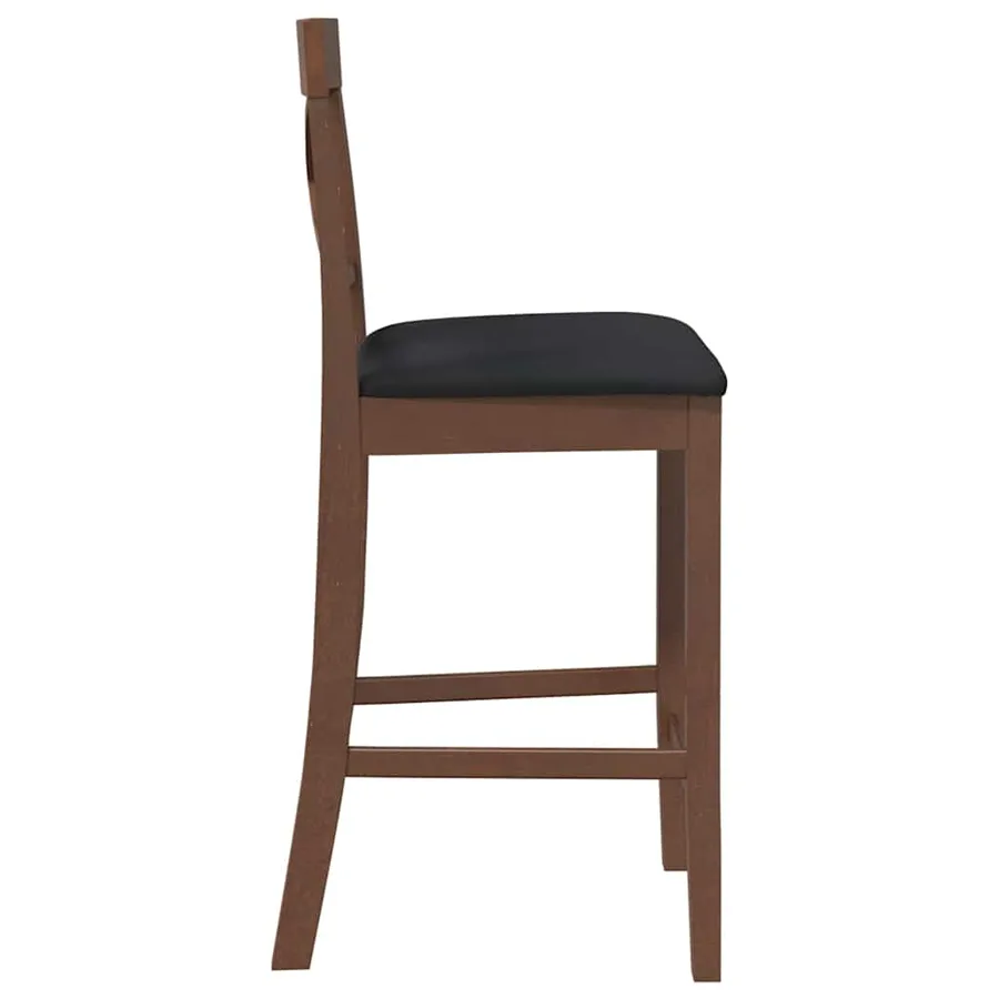 Tabourets de bar avec coussins (lot de 2) en bois massif marron et caoutchouc - 6