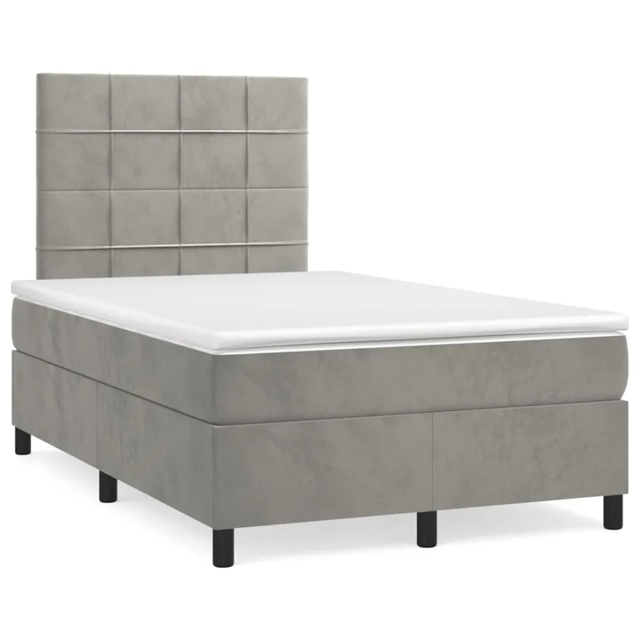 Sommier à lattes de lit et matelas Gris clair 120x200cm Velours - 2