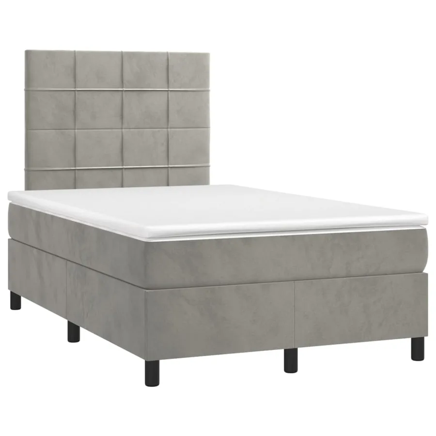 Sommier à lattes de lit et matelas Gris clair 120x200cm Velours - 3