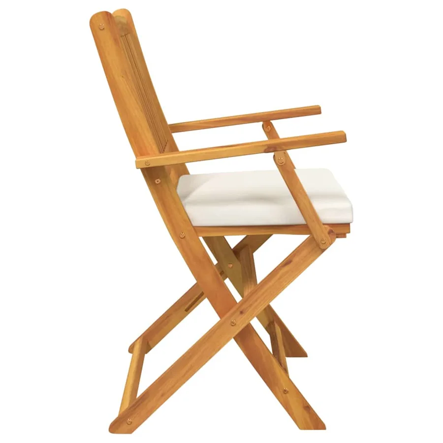 Chaise pliante avec coussin 2 pcs Marron Bois d'acacia massif - 6