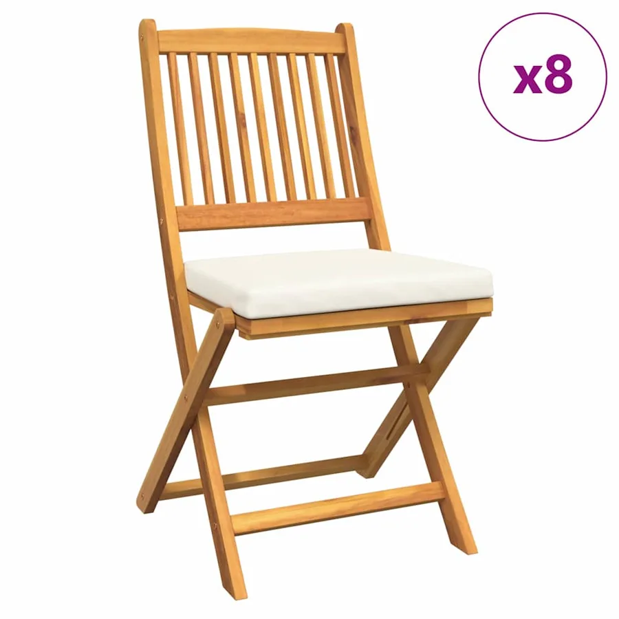 Chaise pliante avec coussin 8 pcs Blanc 49 x 57.5 x 92cm - 2