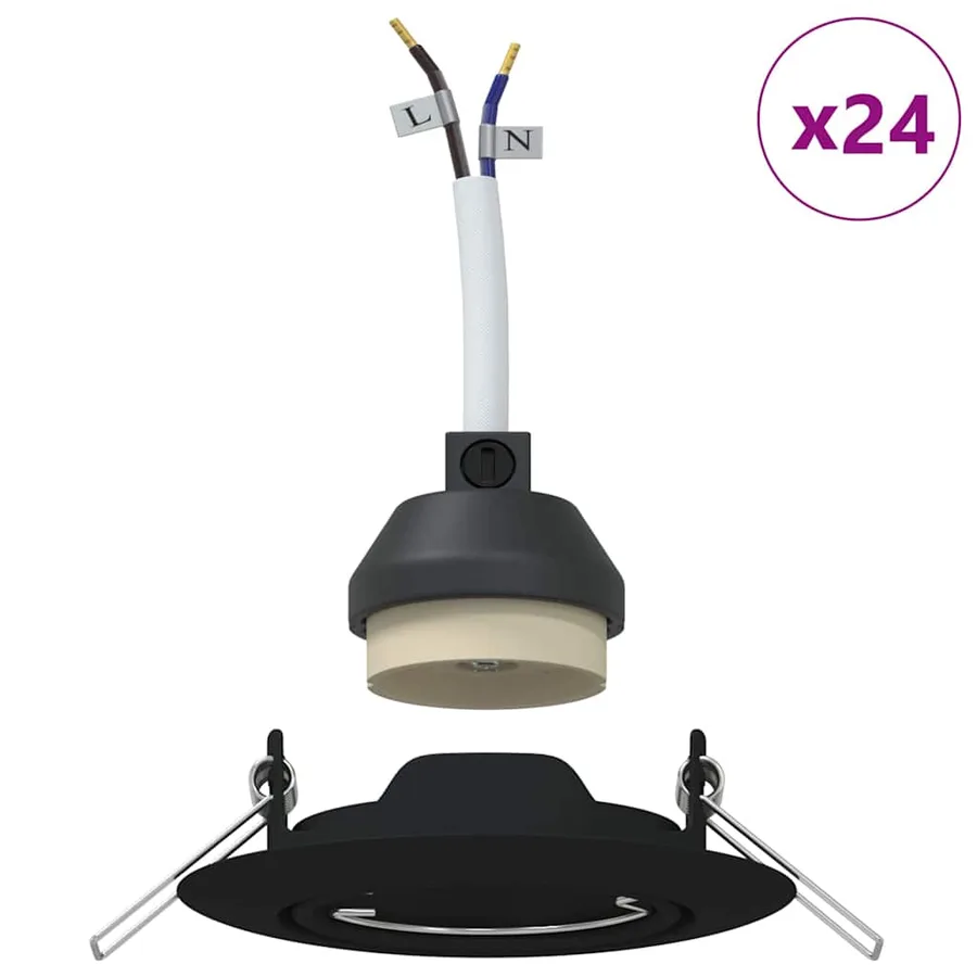 Projecteur 24 pcs Noir 9 x 9 x 2,5 cm Métal - 4