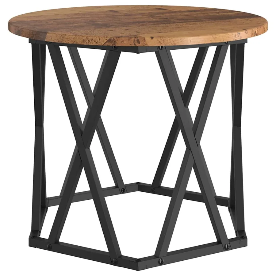 Table d'appoint 2 pcs bois recyclé Bois d'ingénierie et acier - 6