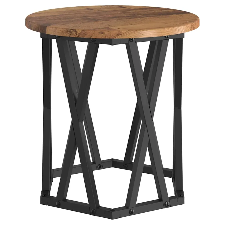 Table d'appoint 2 pcs bois recyclé Bois d'ingénierie et acier - 7