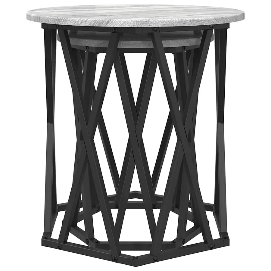 Table basse 2 pcs Gris Sonoma Bois d'ingénierie et acier - 5