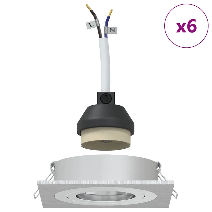 Projecteur 6 pcs Argenté 9 x 9 x 2 cm Aluminium - 4