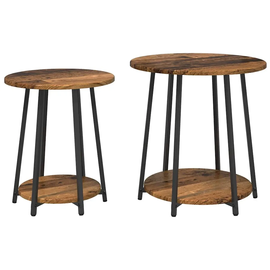 Ensemble de tables d'appoint 2 pcs Bois ancien et noir - 2