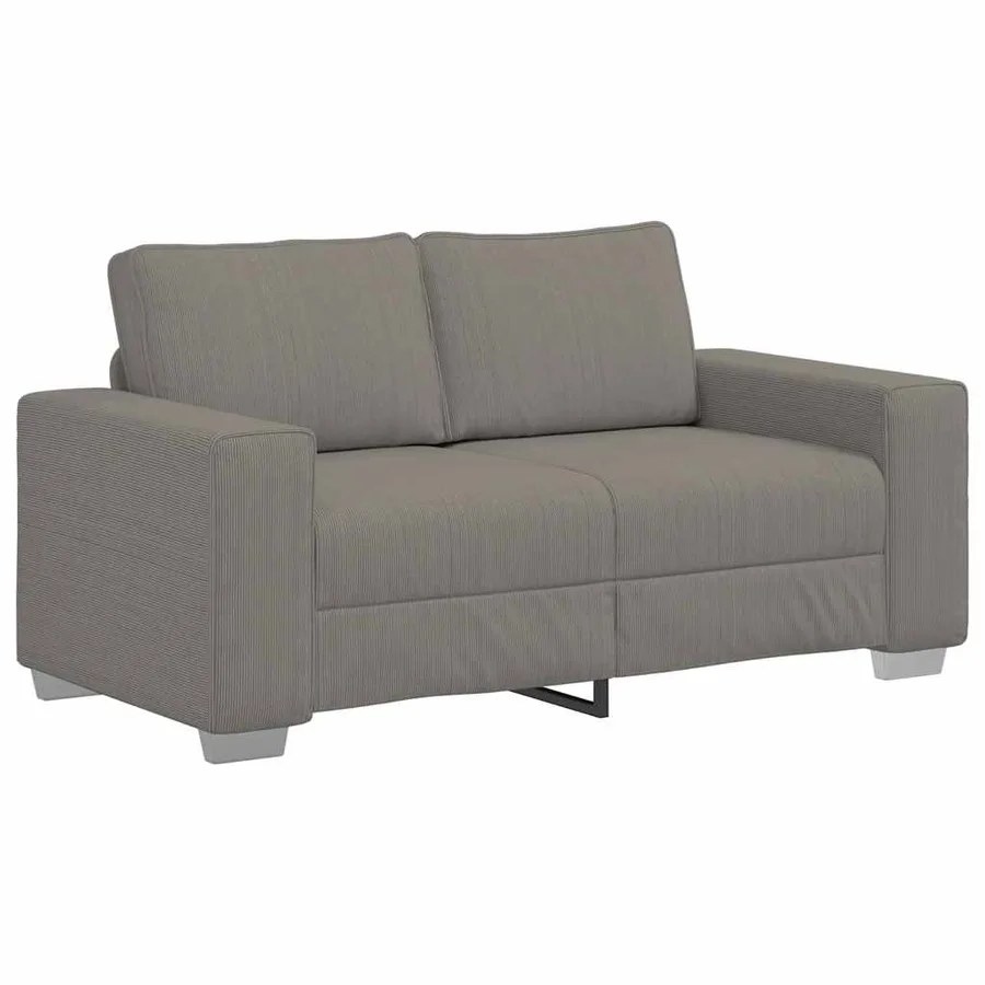 Canapé deux places gris clair 160 x 77 x 82 cm en tissu velours côtelé - 2