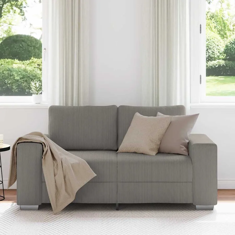Canapé deux places gris clair 160 x 77 x 82 cm en tissu velours côtelé - 3