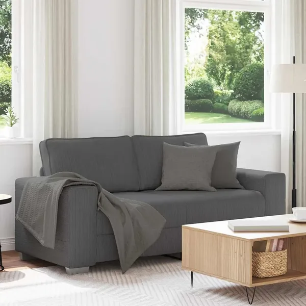 Canapé causeuse gris foncé 180x77x82 cm tissu velours côtelé