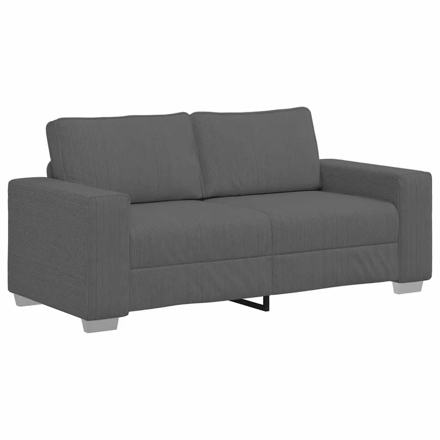 Canapé causeuse gris foncé 180x77x82 cm tissu velours côtelé - 2