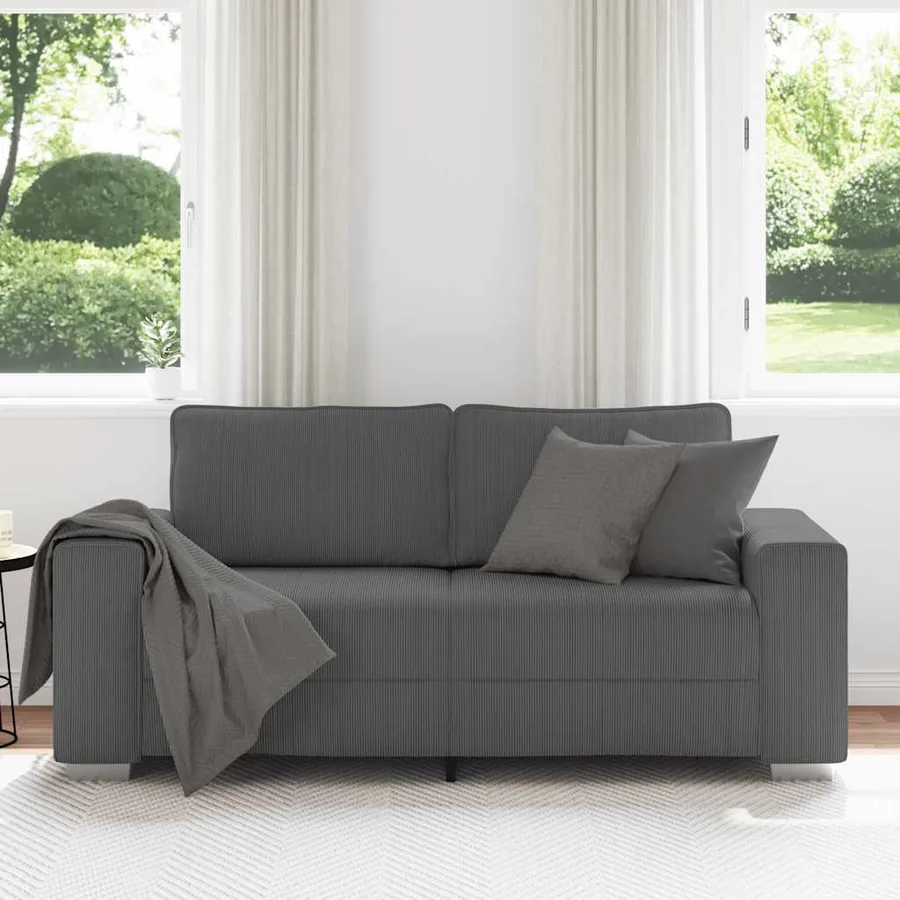 Canapé causeuse gris foncé 180x77x82 cm tissu velours côtelé - 3