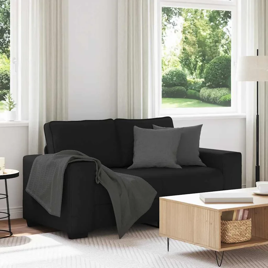 Canapé à 2 places noir 160x77x82 cm tissu