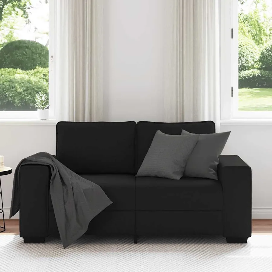 Canapé à 2 places noir 160x77x82 cm tissu - 3