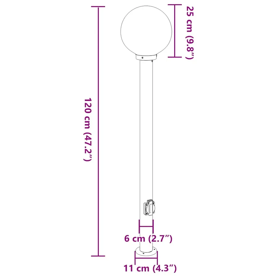 Borne lumineuse avec sortie 120 cm Noir IP44 - 11