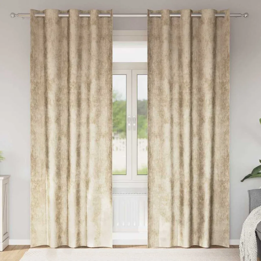 Rideaux en velours 2 pcs Crème 260 x 140 cm Velours