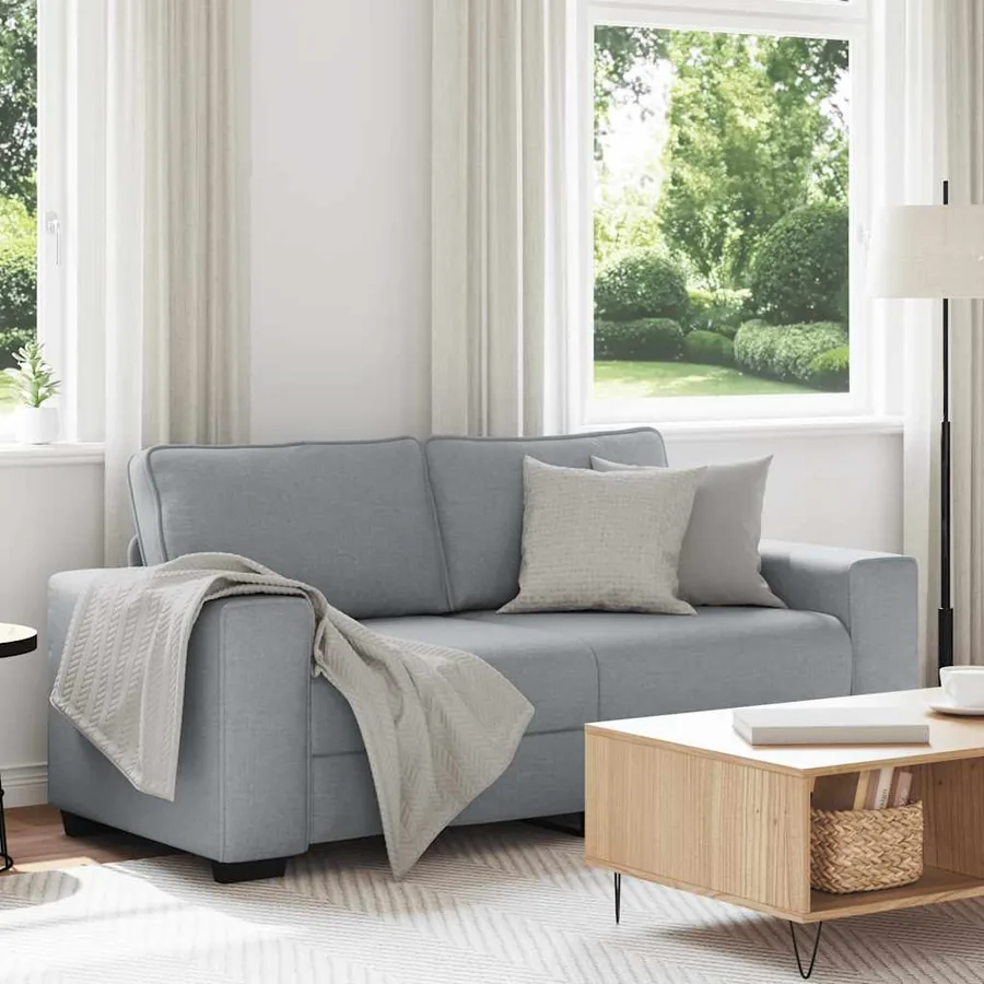 Canapé à 2 places gris clair 180x77x82 cm tissu