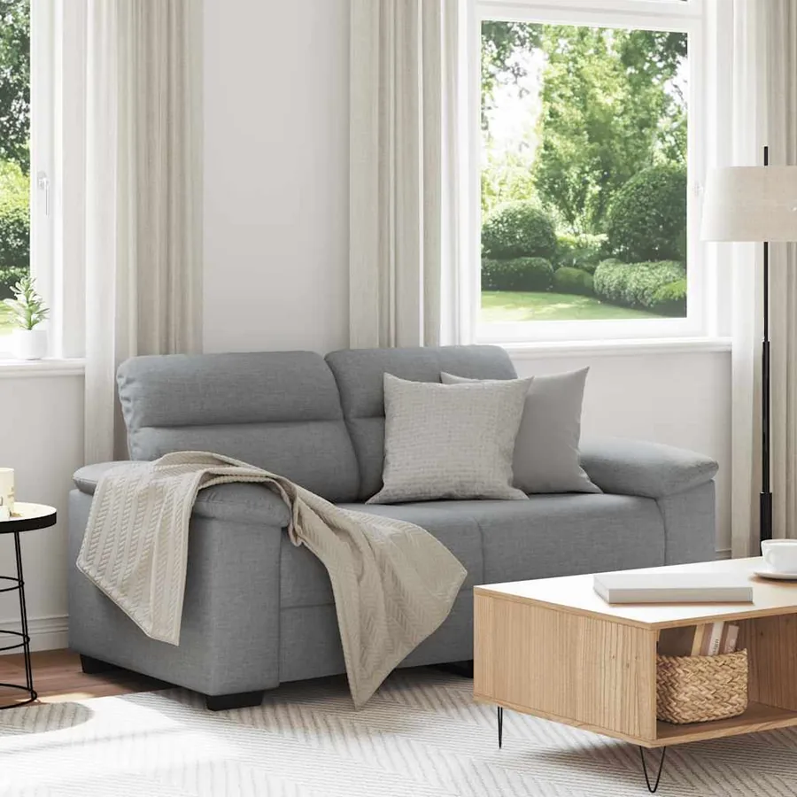 Canapé à 2 places gris clair 160x81x84 cm tissu