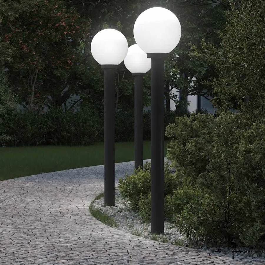 Borne lumineuse lot de 3 120 cm noire IP44