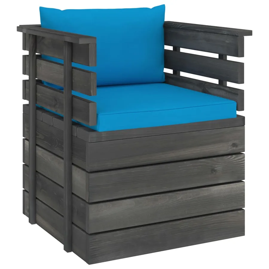 Fauteuil de jardin avec coussins Bois de pin - 2