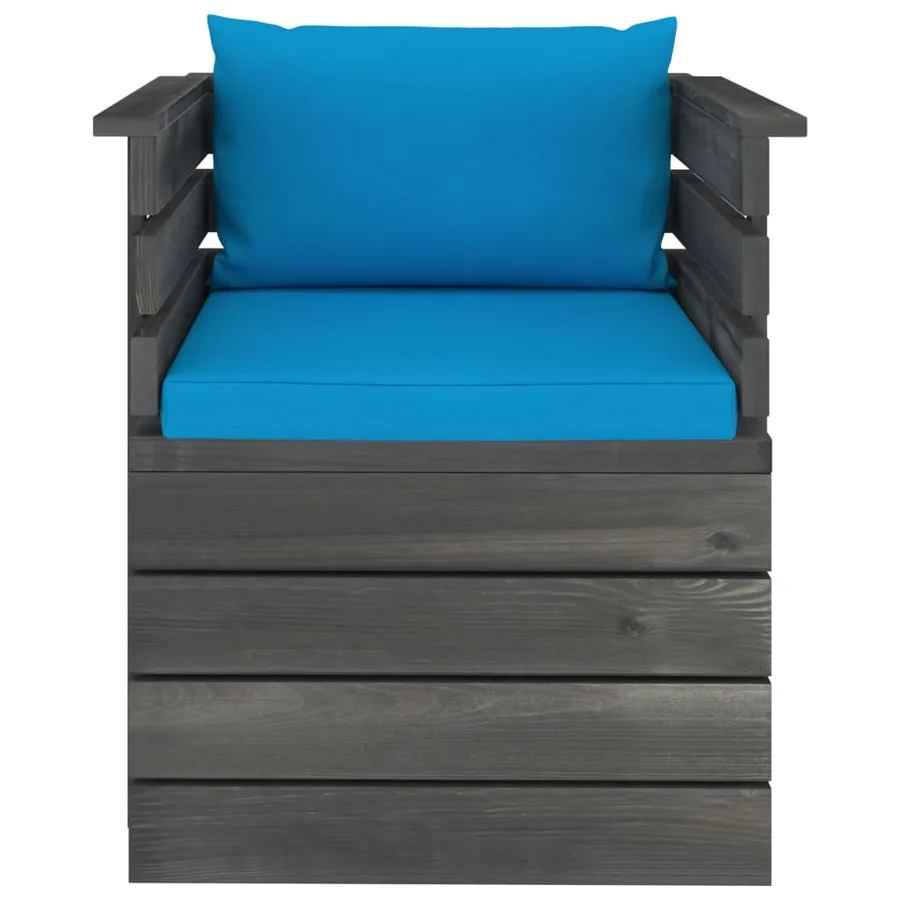 Fauteuil de jardin avec coussins Bois de pin - 3