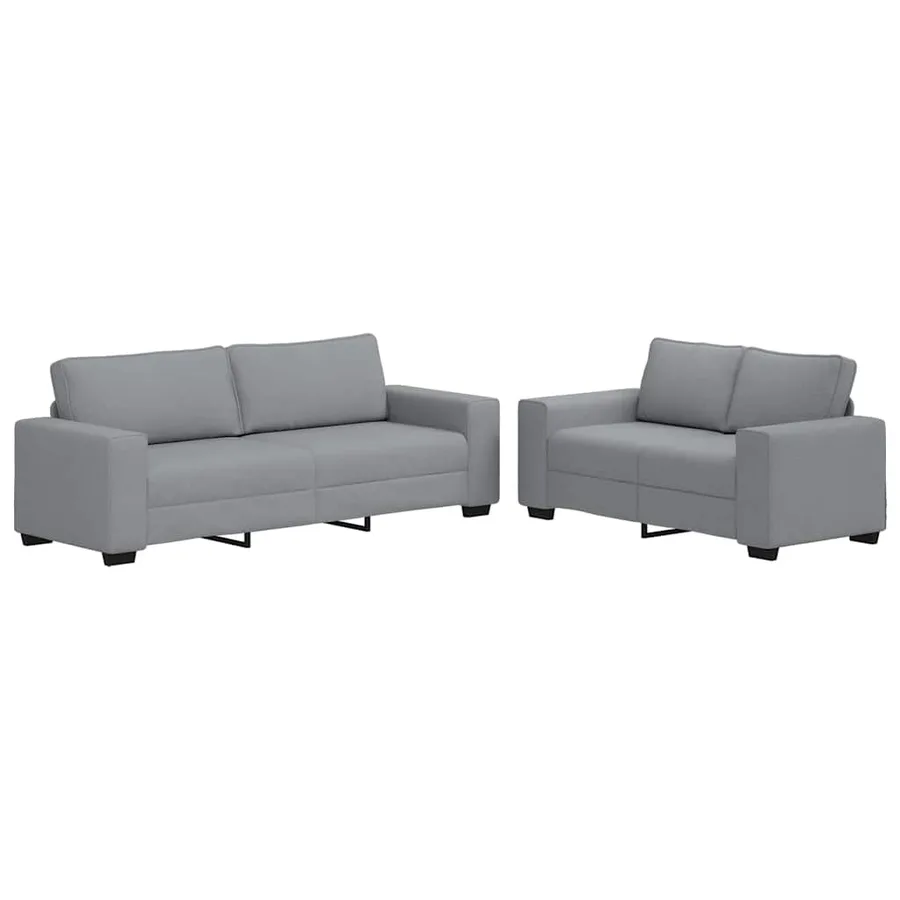 Ensemble de canapé 2 pcs avec coussins en tissu gris clair - 2