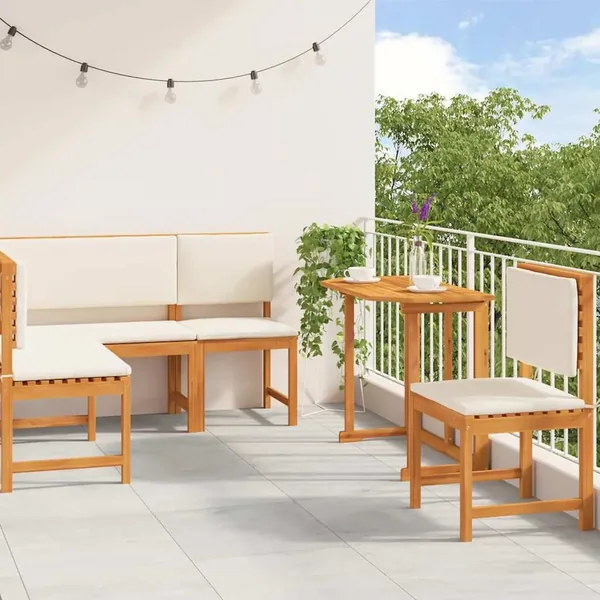 Ensemble de banc de jardin 4 pcs Marron Bois d'Acacia Massif