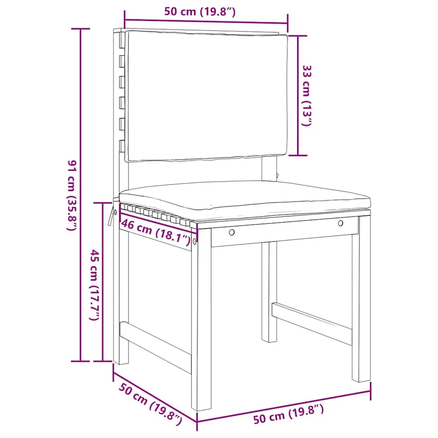 Ensemble de banc de jardin 4 pcs Marron Bois d'Acacia Massif - 12