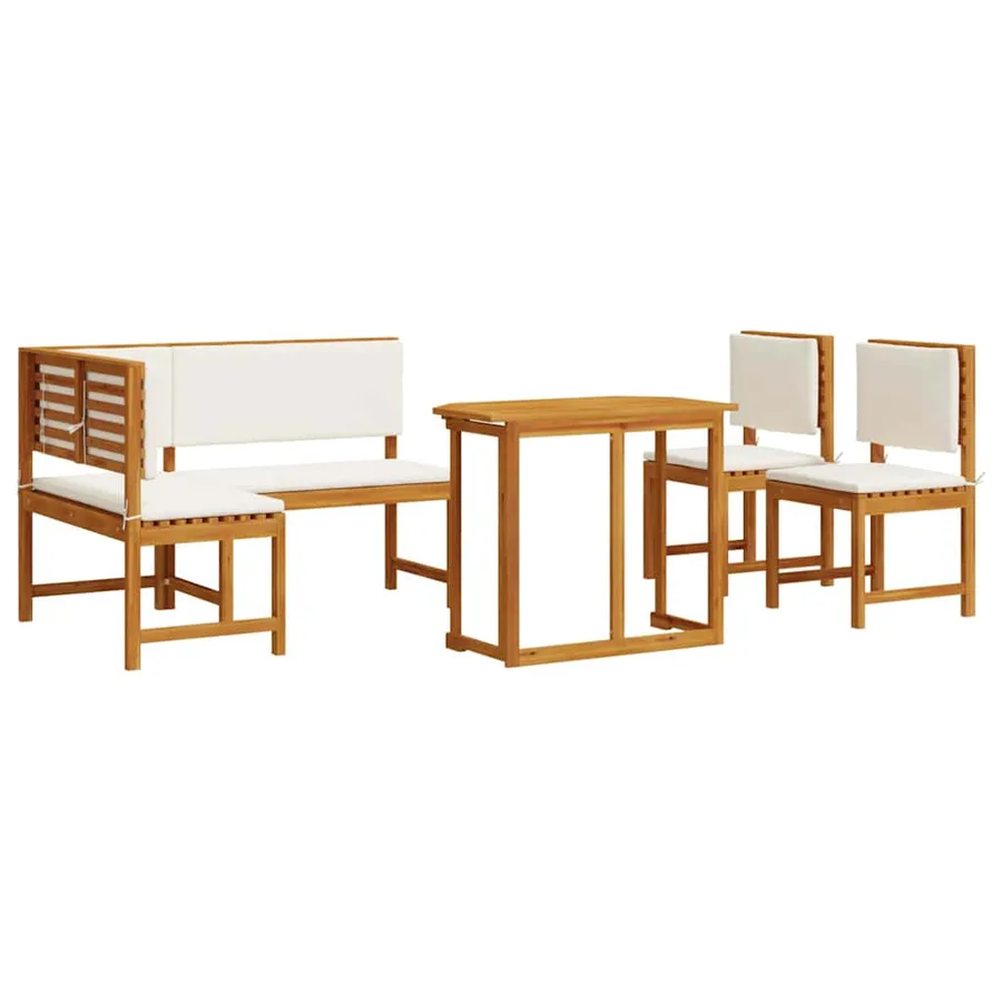 Ensemble de banc de jardin 4 pcs Marron Bois d'Acacia Massif - 2