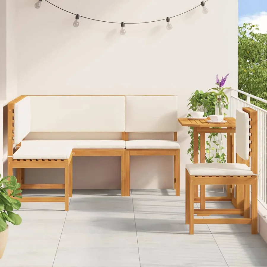 Ensemble de banc de jardin 4 pcs Marron Bois d'Acacia Massif - 4