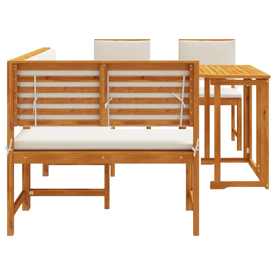 Ensemble de banc de jardin 4 pcs Marron Bois d'Acacia Massif - 9