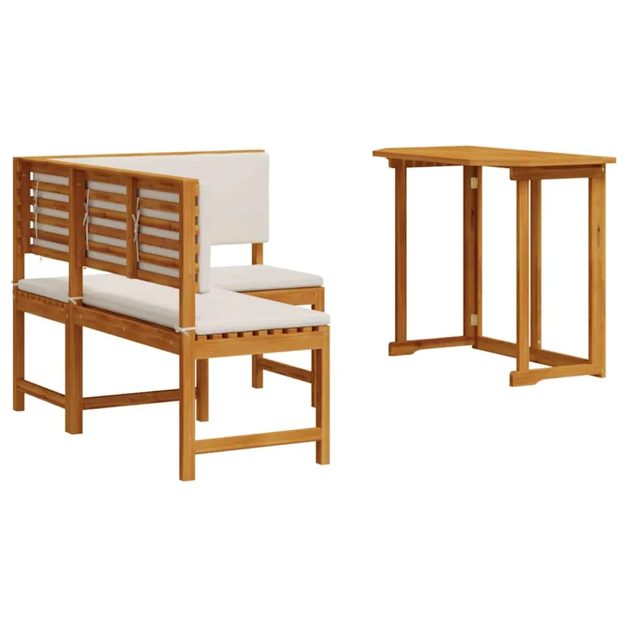 Ensemble de banc de jardin 2 pcs Marron Bois d'Acacia Massif - 2
