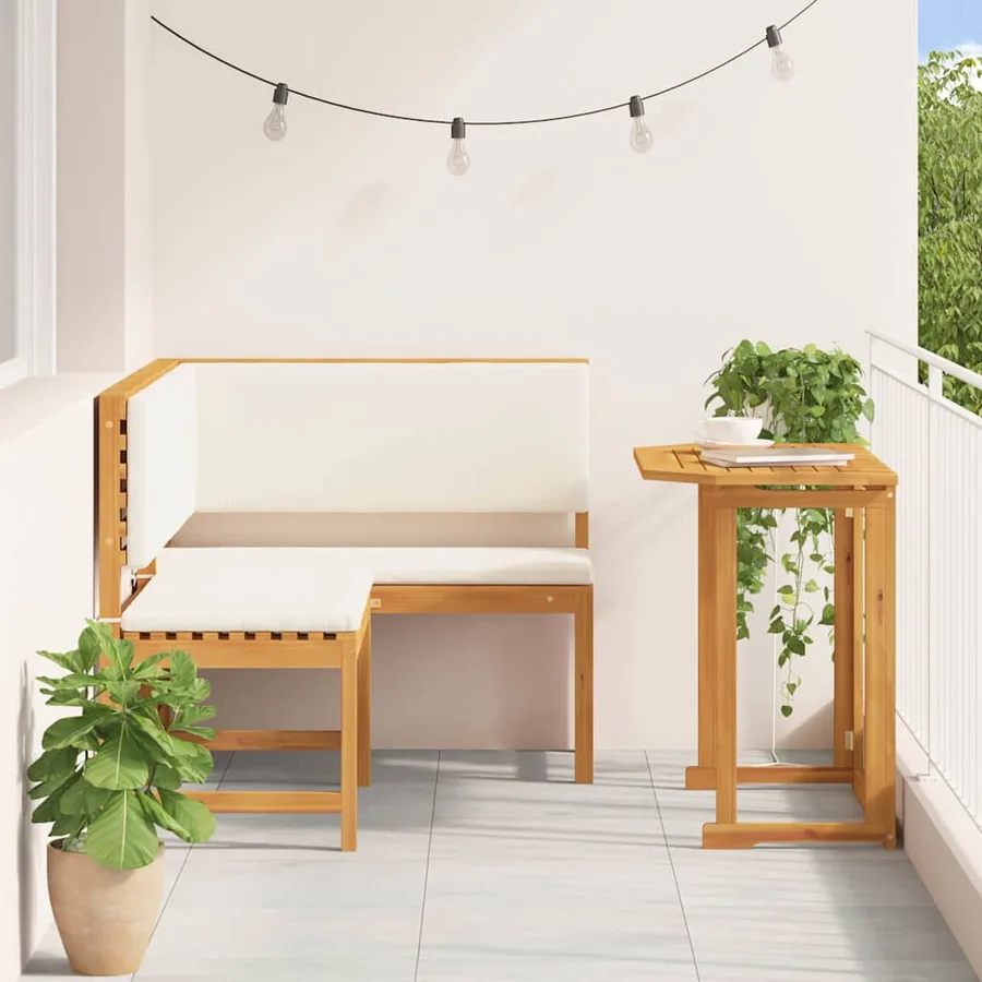 Ensemble de banc de jardin 2 pcs Marron Bois d'Acacia Massif - 3
