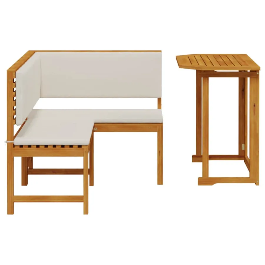 Ensemble de banc de jardin 2 pcs Marron Bois d'Acacia Massif - 6