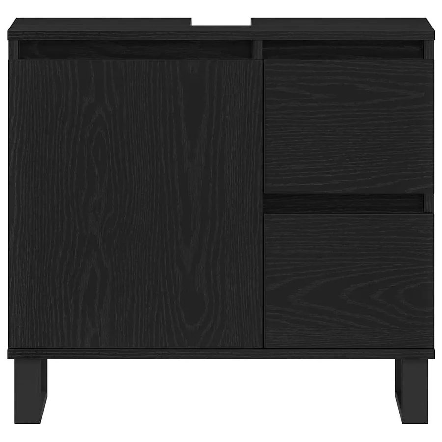 Meuble de Lavabo de Salle de Bain Chêne noir 65 x 33 x 60 cm - 6