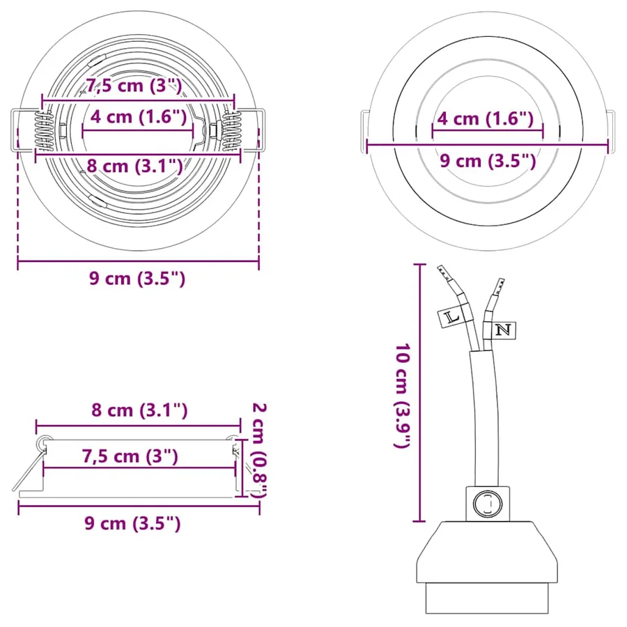 Projecteur 24 pcs Argenté 9 x 9 x 2 cm Aluminium - 13