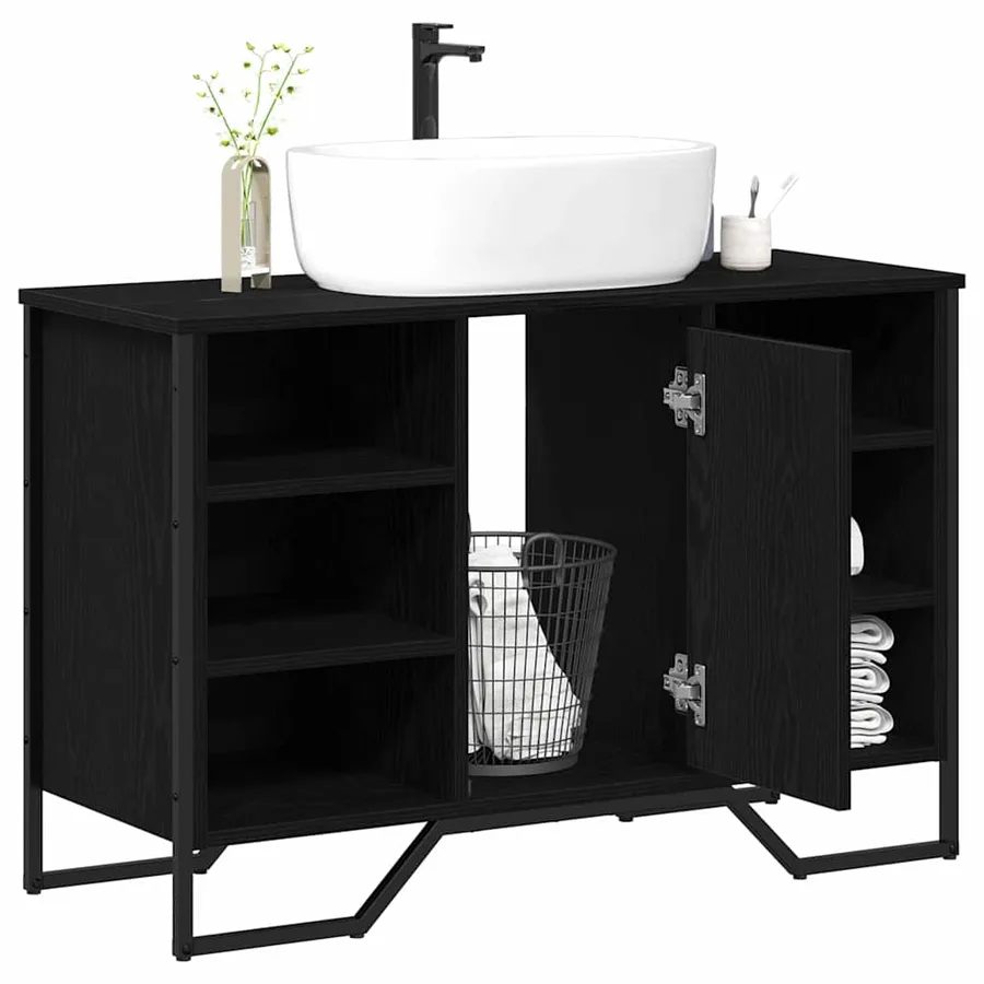 Meuble de Lavabo de Salle de Bain Chêne noir 91 x 35 x 60 cm - 3