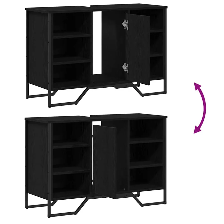 Meuble de Lavabo de Salle de Bain Chêne noir 91 x 35 x 60 cm - 8