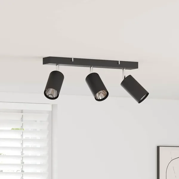 Spot de plafond avec des projecteurs Noir 38 x 6 x 16 cm Métal