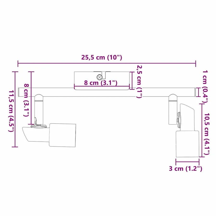 Spot de plafond Nickel 25,5 x 8 x 11 cm Acier - 14