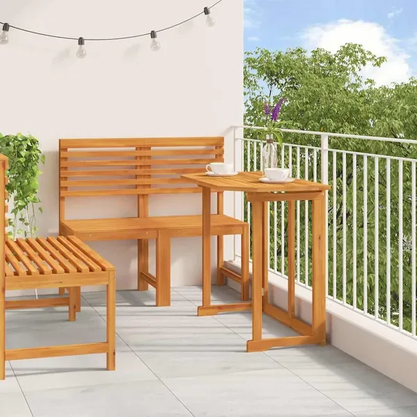Ensemble bistro de jardin 3 pcs Marron Bois d'Acacia Massif