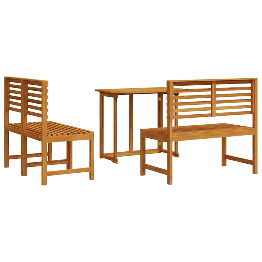 Ensemble bistro de jardin 3 pcs Marron Bois d'Acacia Massif - 10
