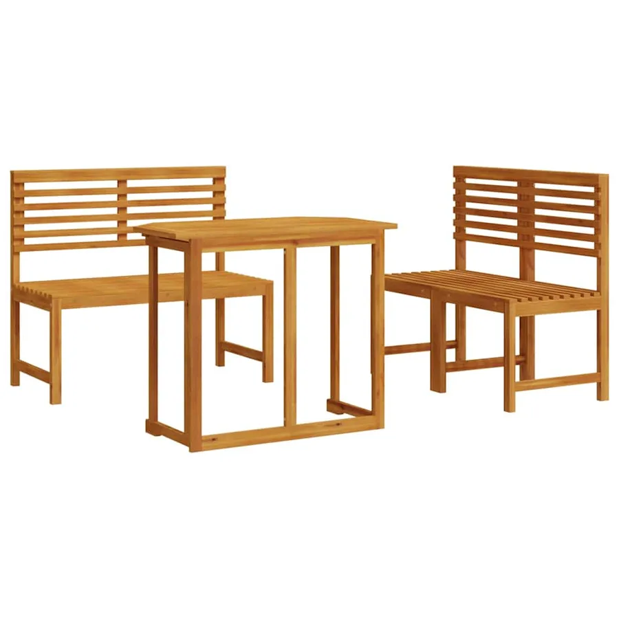 Ensemble bistro de jardin 3 pcs Marron Bois d'Acacia Massif - 2