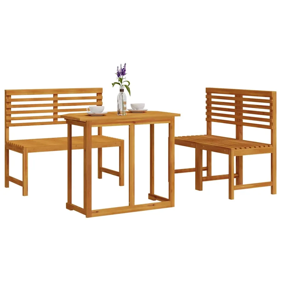 Ensemble bistro de jardin 3 pcs Marron Bois d'Acacia Massif - 3