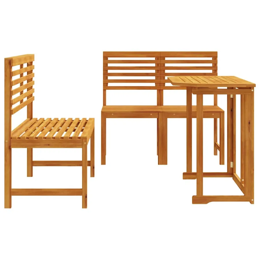 Ensemble bistro de jardin 3 pcs Marron Bois d'Acacia Massif - 9