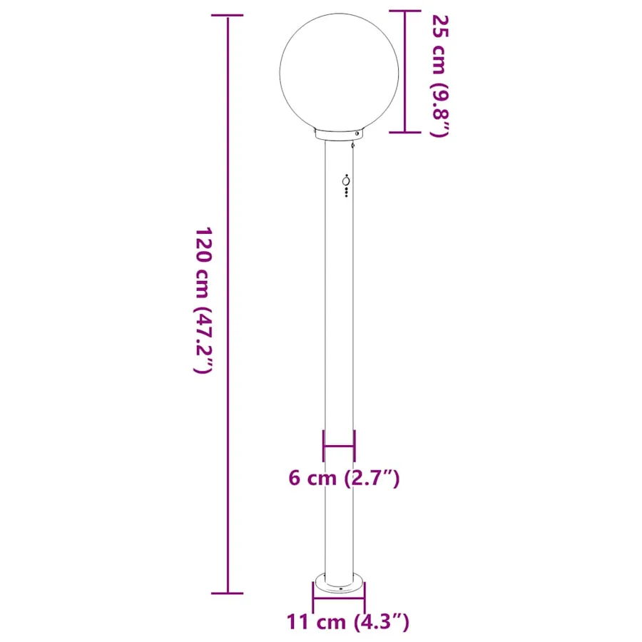 Bornes lumineuses avec détecteur lot de 3 120 cm acier inoxydable IP44 - 9